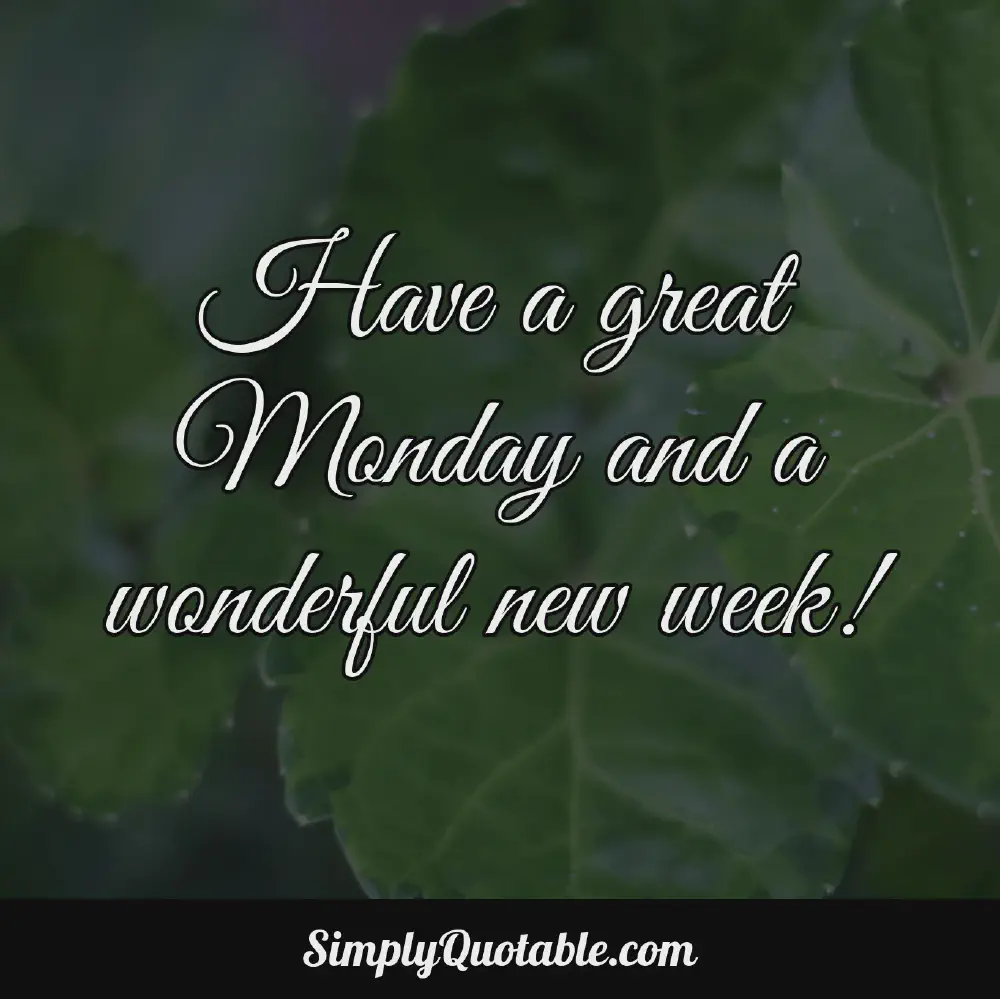 Have a great Monday and a wonderful new week