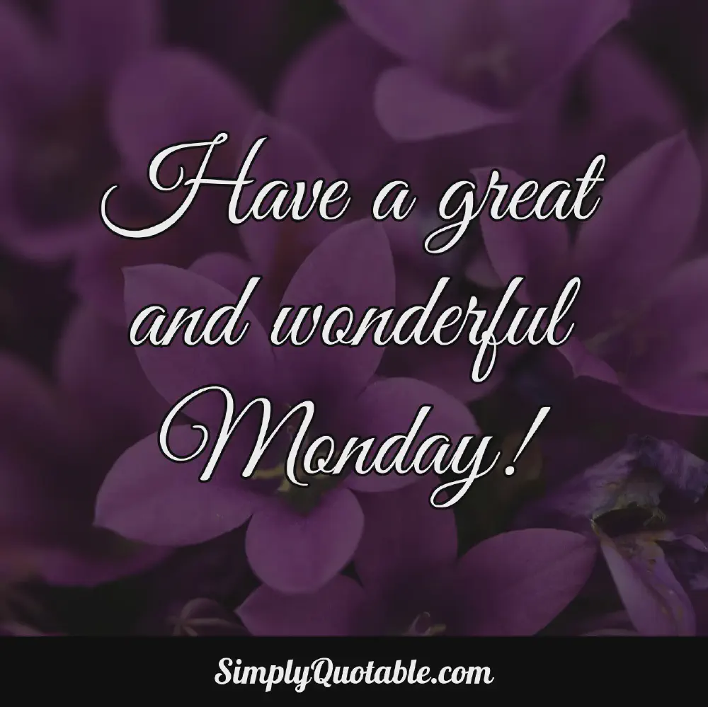 Have a great and wonderful Monday