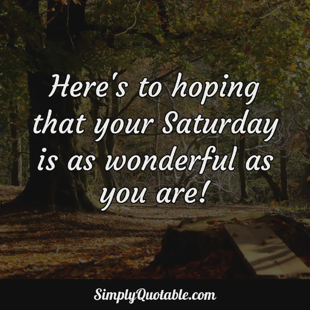 Heres to hoping that your Saturday is as wonderful as you are