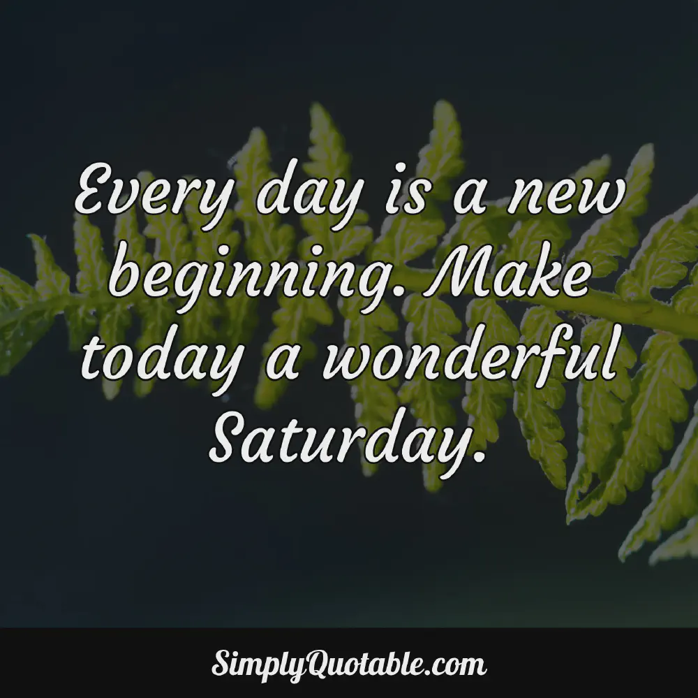 Every day is a new beginning Make today a wonderful Saturday