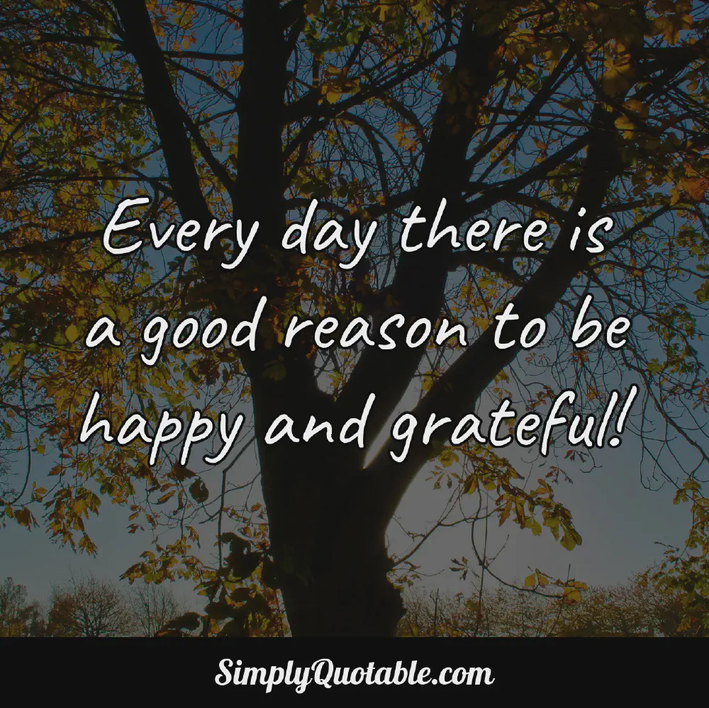 Every day there is a good reason to be happy and grateful