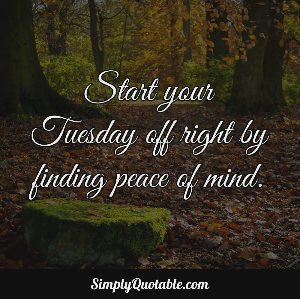 Start your Tuesday off right by finding peace of mind