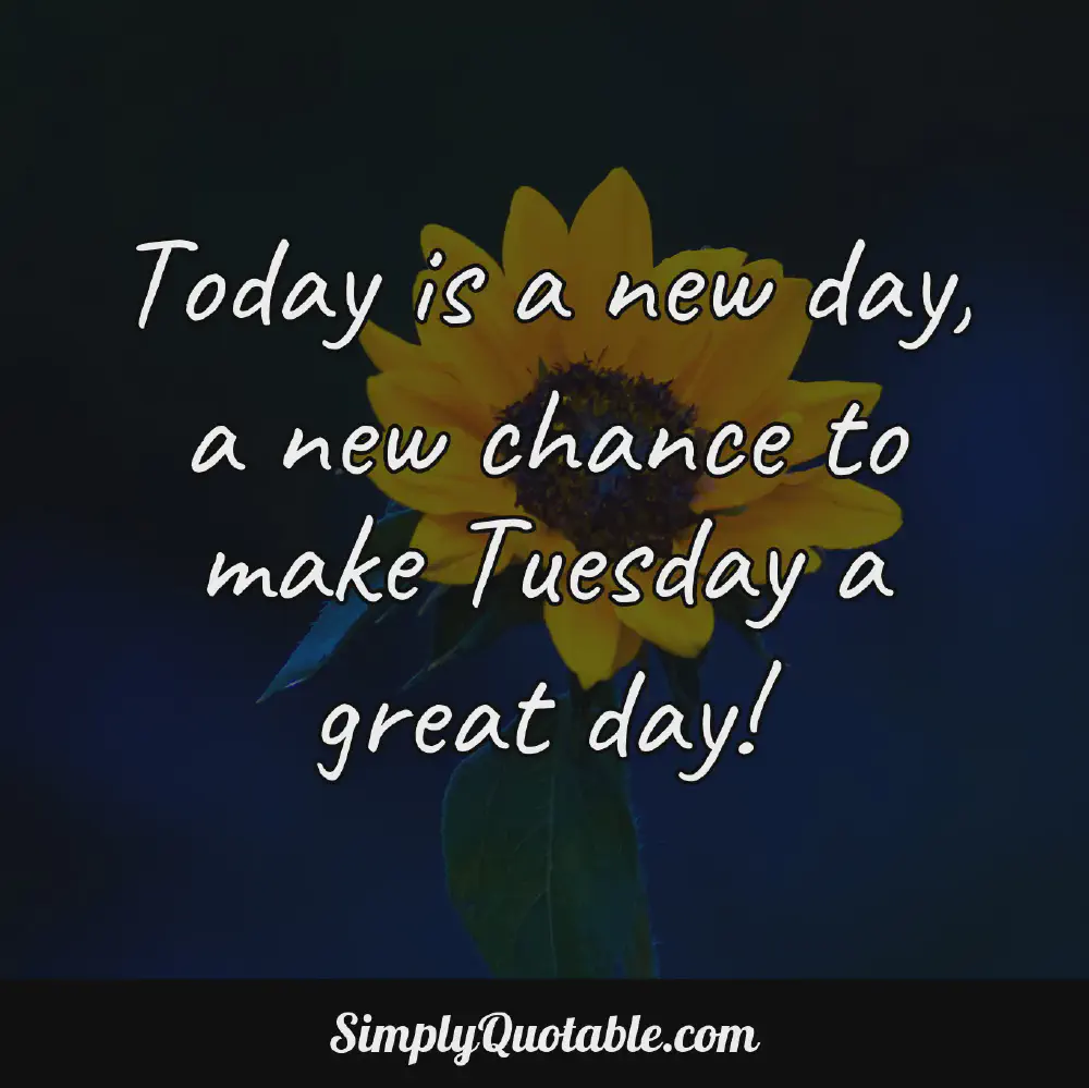 Today is a new day a new chance to make Tuesday a great day